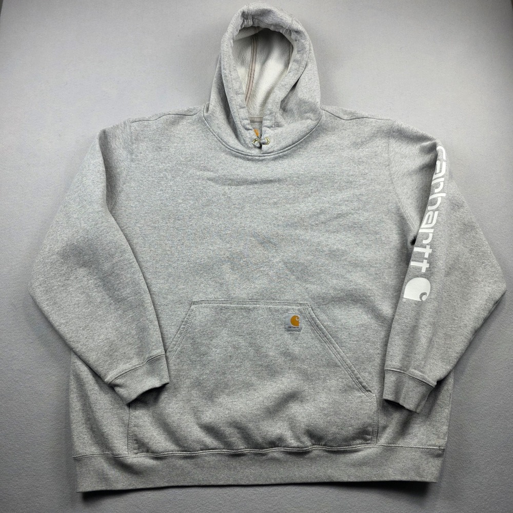 Carhartt Mens K288-HGY Original Fit Sleeve Logo Hoodie Heather Gray 2XL